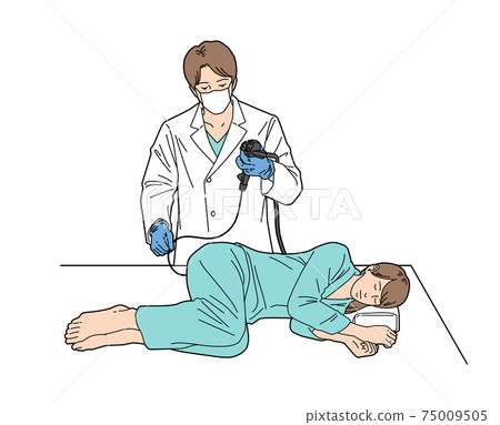 Illustration of a person Colonoscopy Woman Illustration of a person Colonoscopy Woman 75009505