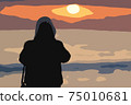 Illustration of a person looking at the sea in Shonan 75010681
