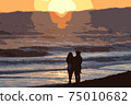 Illustration of a couple looking at the sea in Shonan 75010682