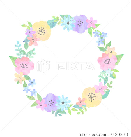 Watercolor style flower wreath 75010683