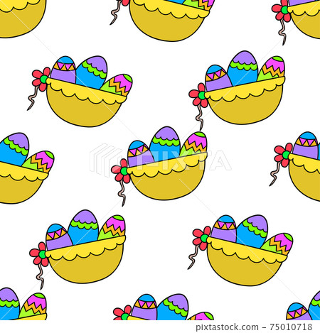 basket easter eggs seamless pattern textile... - Stock Illustration ...