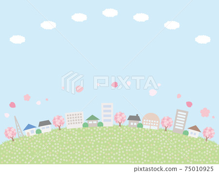簡單的春天城市景觀背景圖像山一樣的佈局 75010925