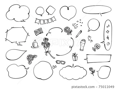 父親節圖像氣球套裝鋼筆劃，暈染線（線條畫黑色，簡單，無字母） 75011049