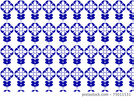 Fashionable Scandinavian design style blue floral pattern Fashionable Scandinavian design style blue floral pattern 75011531