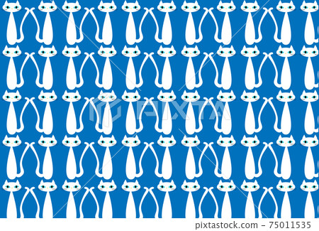 A pattern designed with an illustration of a retro white cat A pattern designed with an illustration of a retro white cat 75011535