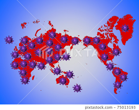 Image of new corona infection distribution map in the world 75013193