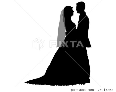 新婚夫婦盯著對方的剪影_6 新婚夫婦盯著對方的剪影_6 75013868