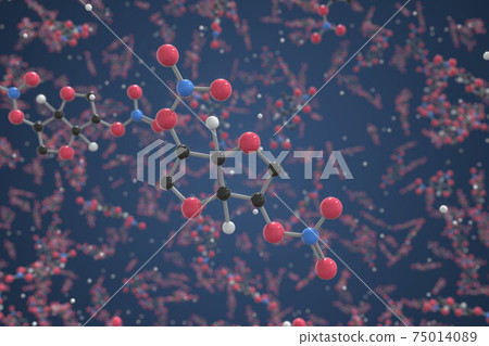 Molecule of Isosorbide dinitrate. Molecular model, science related 3d rendering 75014089