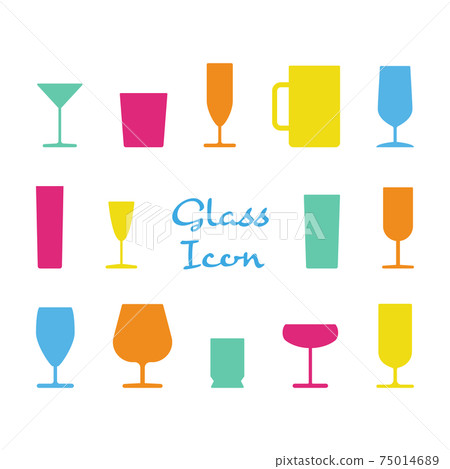 Liquor glass icon silhouette set 75014689