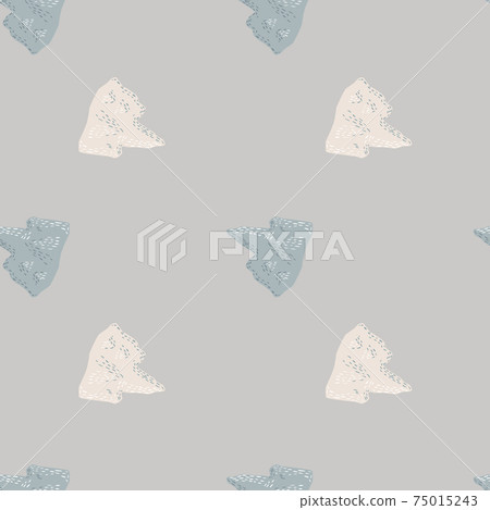 Seamless pattern in minimalistic style with doodle iceberg ornament. Grey background. Atlantida backdrop. 75015243