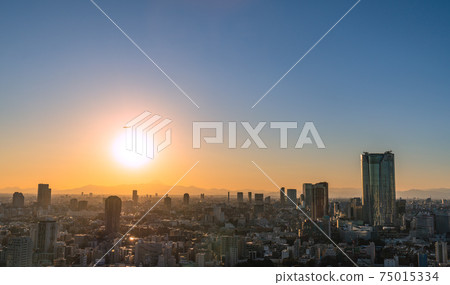 Tokyo cityscape of Japan, overlooking the cityscape of Tokyo, Roppongi, Mt. Fuji, aircraft, etc. Tokyo cityscape of Japan, overlooking the cityscape of Tokyo, Roppongi, Mt. Fuji, aircraft, etc. 75015334