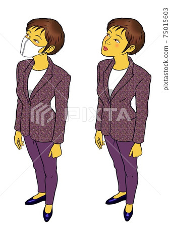 With or without mask. 2 sets of business women With or without mask. 2 sets of business women 75015603