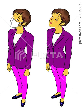 帶或不帶口罩。 2套商務女性 帶或不帶口罩。 2套商務女性 75015604
