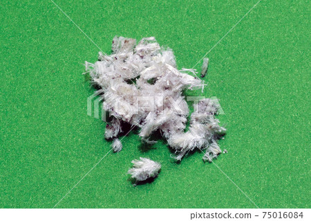 Useful mineral asbestos close up on a green background Useful mineral asbestos close up on a green background 75016084