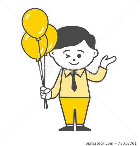 A man with a balloon - Stock Illustration [75018761] - PIXTA