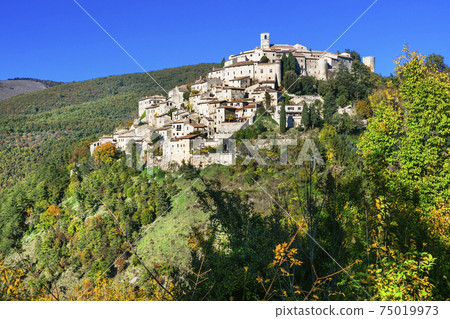 beautiful villages of Italy - Labro in autumn colors. Rieti province 75019973