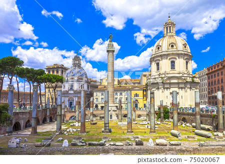 great Rome, panorama with ruins in Trojian market. Italy  75020067