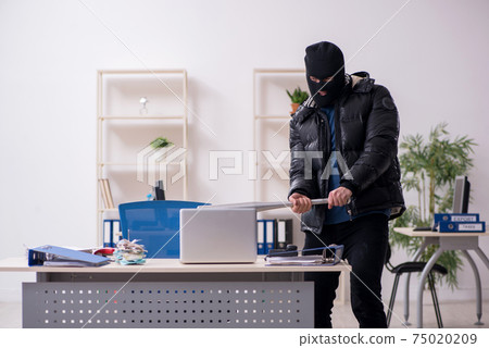 Young male burglar in the office 75020209
