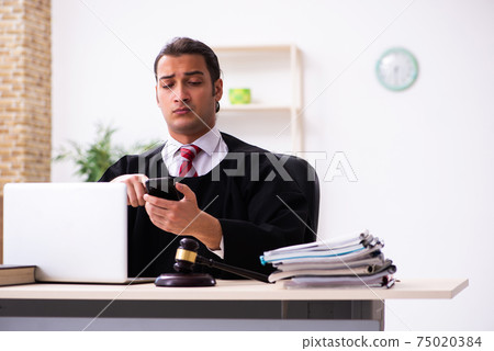 Young male lawyer working in the courthouse Young male lawyer working in the courthouse 75020384