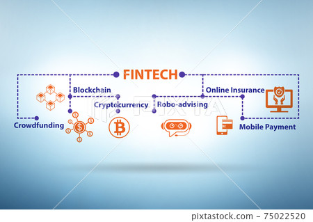 Financial technology concept illustration with key elements Financial technology concept illustration with key elements 75022520