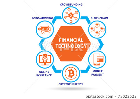 Financial technology concept illustration with key elements Financial technology concept illustration with key elements 75022522