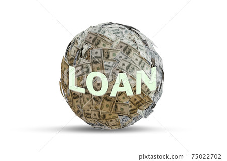 Dollar ball in debt loan concept - 3d rendering Dollar ball in debt loan concept - 3d rendering 75022702