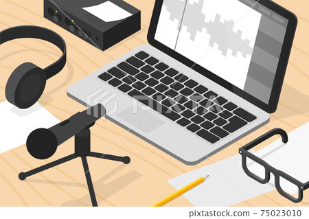 Sound Production Isometric Illustration 75023010