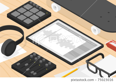 Sound Production Isometric Illustration 75023016