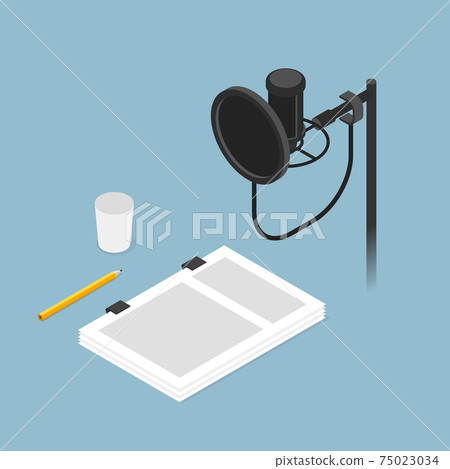 Film Dubbing Isometric Illustration Film Dubbing Isometric Illustration 75023034