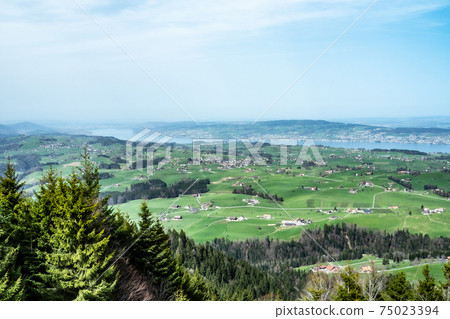 View from the hills in the outskirts of Zurich, Switzerland, towards the lake View from the hills in the outskirts of Zurich, Switzerland, towards the lake 75023394