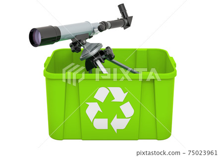 Recycling trashcan with telescope, 3D rendering Recycling trashcan with telescope, 3D rendering 75023961