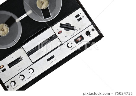 Vintage reel to reel tape recorder on white background.Retro tape recorder from the USSR Vintage reel to reel tape recorder on white background.Retro tape recorder from the USSR 75024735