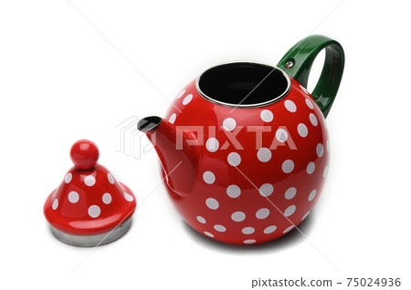 Red kettle for brewing tea.Teapot.Isolated on white background Red kettle for brewing tea.Teapot.Isolated on white background 75024936