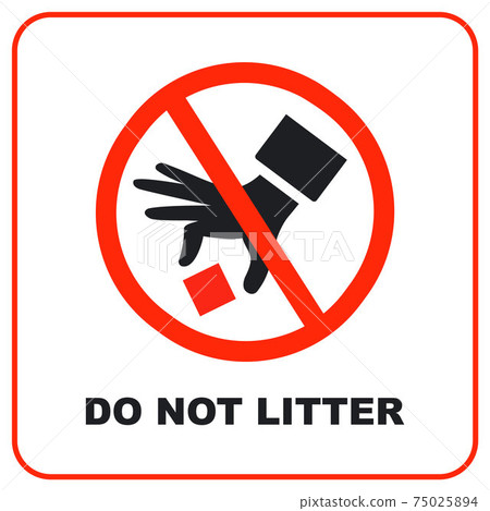 the sticker does not throw away trash. crossed out hand with trash. the sticker does not throw away trash. crossed out hand with trash. 75025894