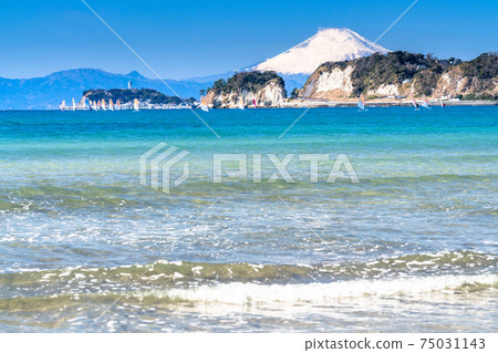 《Kanagawa Prefecture》 Looking at the Shonan sea, Enoshima and Mt. Fuji 75031143
