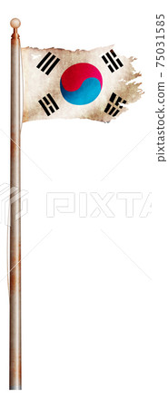 Dirty and torn national flag graphic / Korea / Republic of Korea 75031585