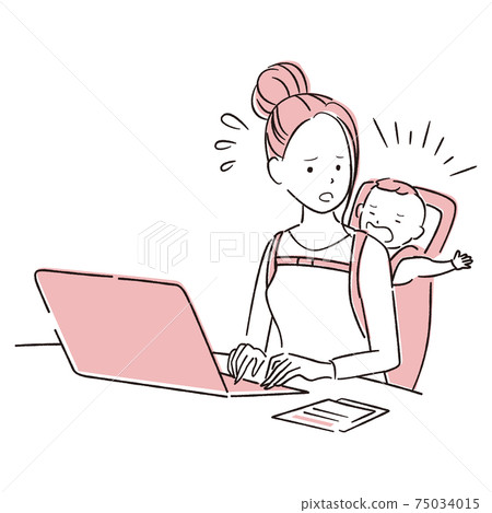 Hand-painted 1color work while the baby is crying 75034015