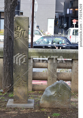 Stone monument of "Triumphal pot" (Tsukiji Hongwanji Temple / Tsukiji 3-chome, Chuo-ku, Tokyo) 75034269