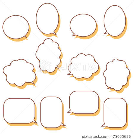 A set of 12 speech bubbles with orange shadows A set of 12 speech bubbles with orange shadows 75035636