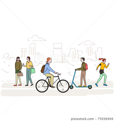 people moving on the street 75036948