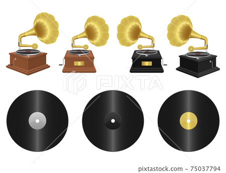 Realistic gramophone vector design illustration isolated on white background Realistic gramophone vector design illustration isolated on white background 75037794