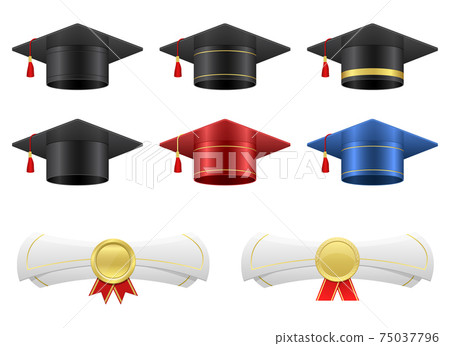 Graduation cap and diploma vector design illustration isolated on white background 75037796
