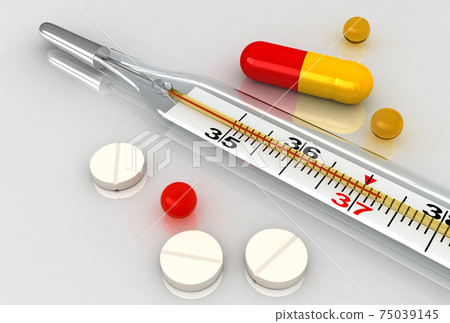 Medical thermometer and pills Medical thermometer and pills 75039145