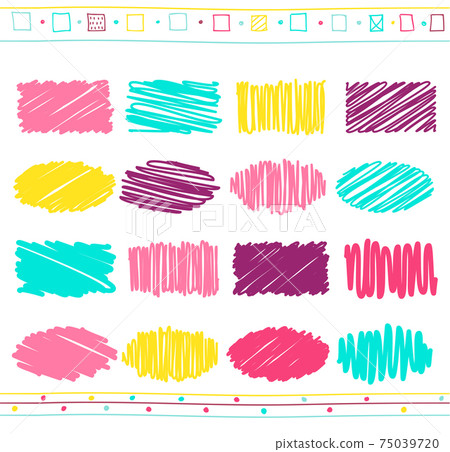 Vector set of scribble elements Vector set of scribble elements 75039720