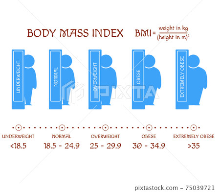 BMI concept. Body shapes from underweight to extremely obese 75039721