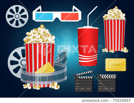 Movie time set vector design illustration isolated on background 75039897