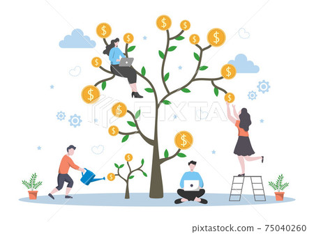 Money Tree Investments Flat Illustration for Banner Business Solution, Web Page Analysis of Sales, Statistic Grow Data, Accounting, Innovative Ideas, and Cash Profits Money Tree Investments Flat Illustration for Banner Business Solution, Web Page Analysis of Sales, Statistic Grow Data, Accounting, Innovative Ideas, and Cash Profits 75040260