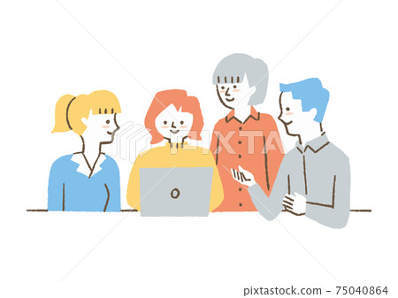 4 men and women discussing at work_color 75040864