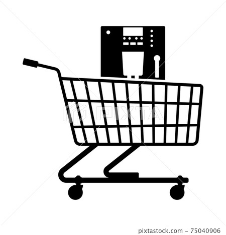 Shopping Cart With Cofee Machine Icon Shopping Cart With Cofee Machine Icon 75040906