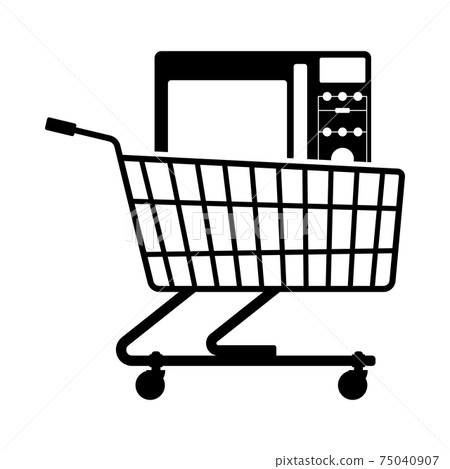 Shopping Cart With Microwave Oven Icon 75040907